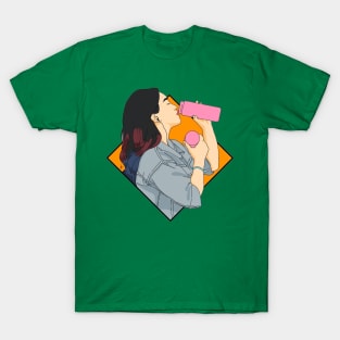 Beautiful woman drinking milk T-Shirt